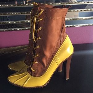 Casadei Leather & Rubber Heel Rain Boots